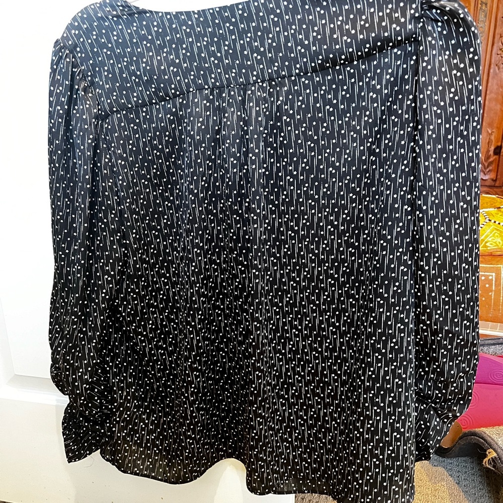 Joie Black Silk with Silver Stars. Size Large. - Picture 5 of 7